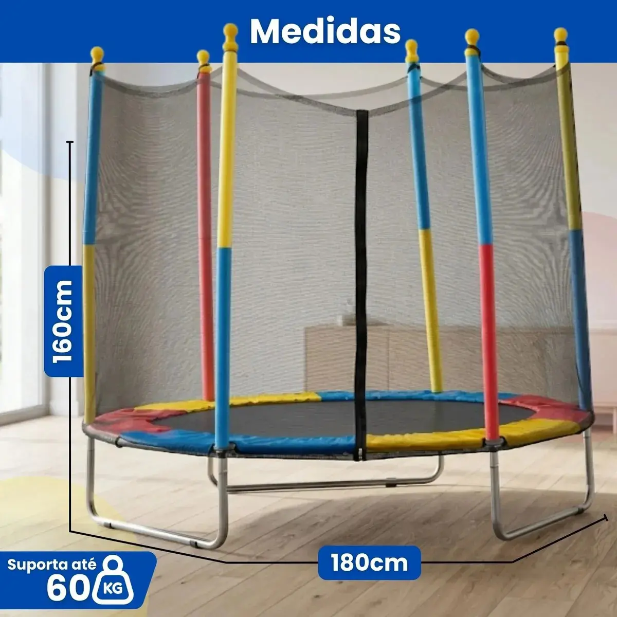 Cama Elástica Infantil Pula Pula 1,8m Trampolim Com Zíper thumbnail 2