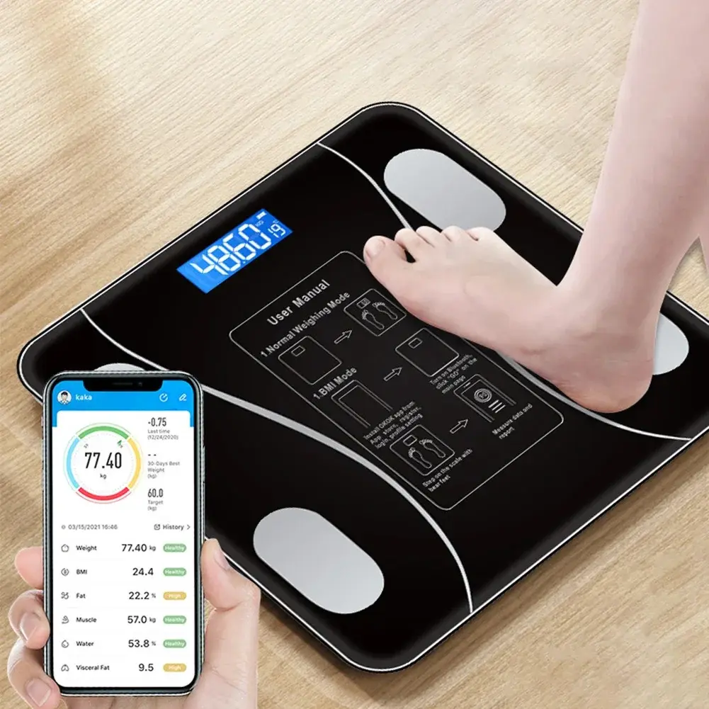 Balança Corporal Profissional Bluetooth Aplicativo LED Cobertura De Vidro Até 180kg - 1