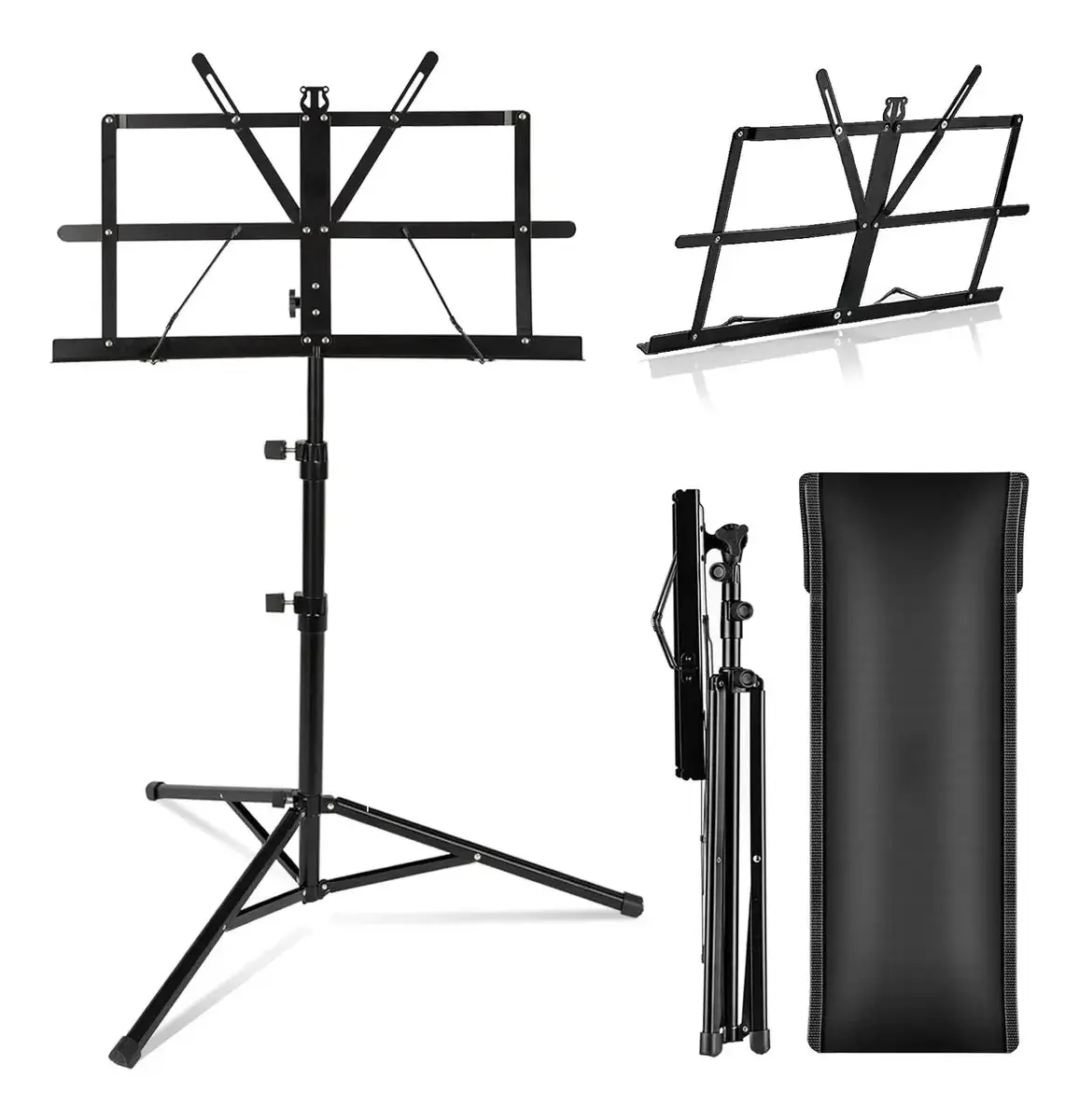 Suporte de Partitura Dobrável Portátil com Estojo para Transporte - BrisaBras Preto