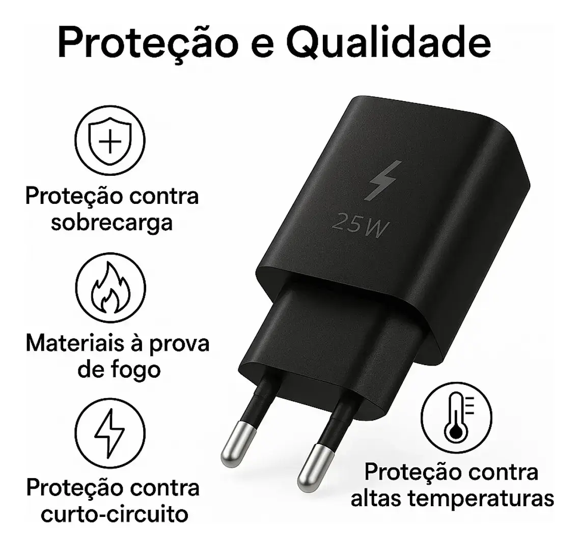 Carregador Super Rápido 25w Para Samsung Galaxy S24 S23 S22 S21 S20 Fe Ultra Motorola M22 M31 M32 M62 M63 M64 G15 Xiaomi Redmi Note 12 13 14 15 LG - Super Fast Cabo Blindado Tipo Usb C -Dtimp thumbnail 2