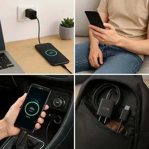Carregador Super Rápido 25w Para Samsung Galaxy S24 S23 S22 S21 S20 Fe Ultra Motorola M22 M31 M32 M62 M63 M64 G15 Xiaomi Redmi Note 12 13 14 15 LG - Super Fast Cabo Blindado Tipo Usb C -Dtimp thumbnail 5