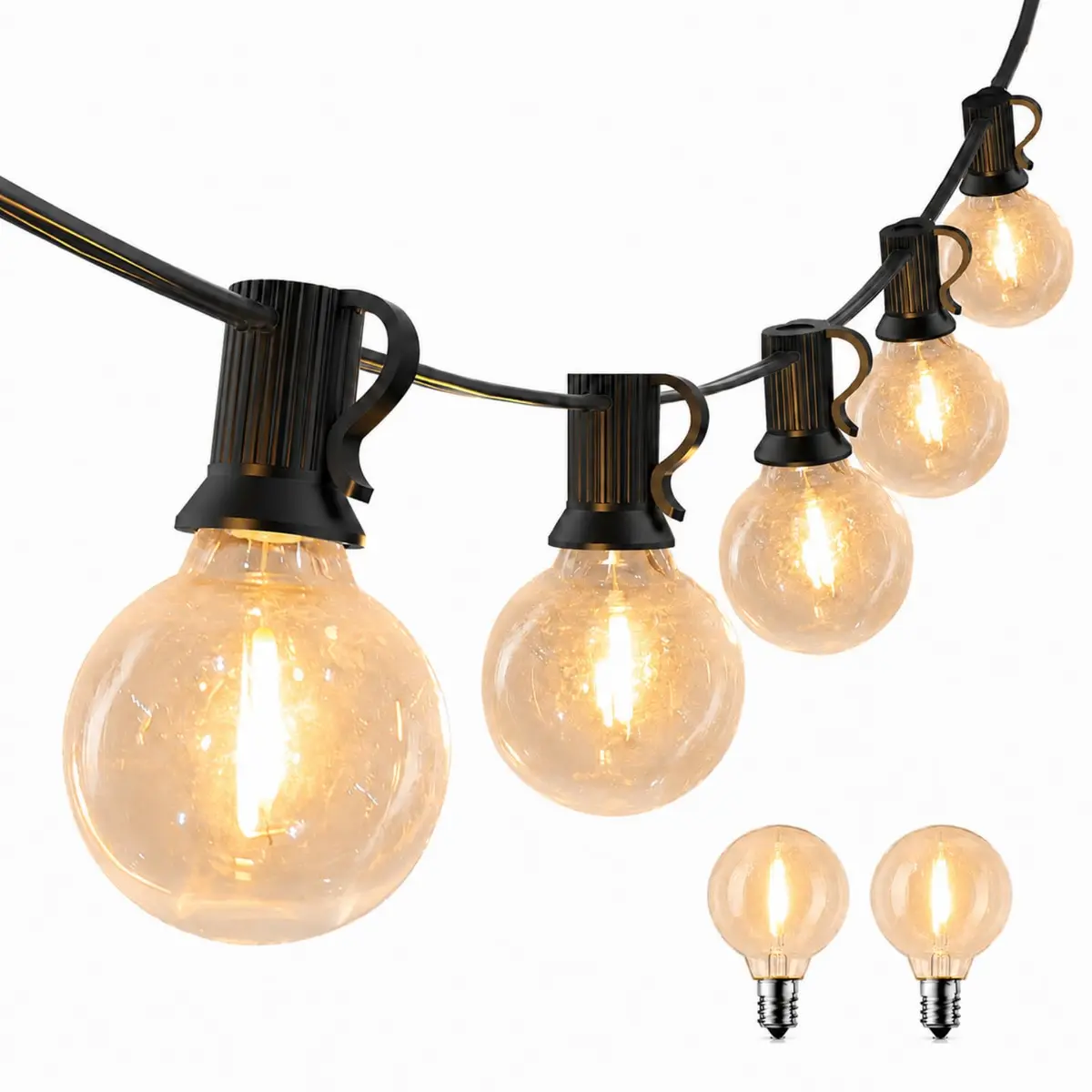 Varal de Luzes, Varal de Luzes Area Externa 15m, 26 Lâmpadas Edison, Vitrine dos lustres, com 2 sobressalentes, Conectável à Tomada, DecoraçãO Decorativas para Pátio, Interior - 1