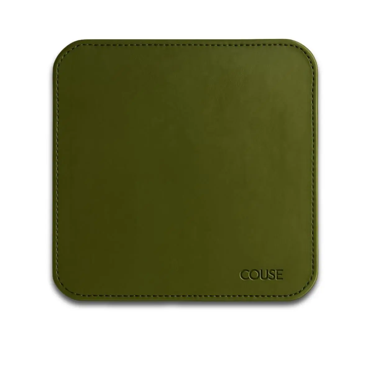 MousePad Desk Pad em Couro Ecologico Premium 20x20cm Couse (Verde Musgo)