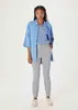 calça feminina slim estampada cintura média em alfaiataria - azul  - 1