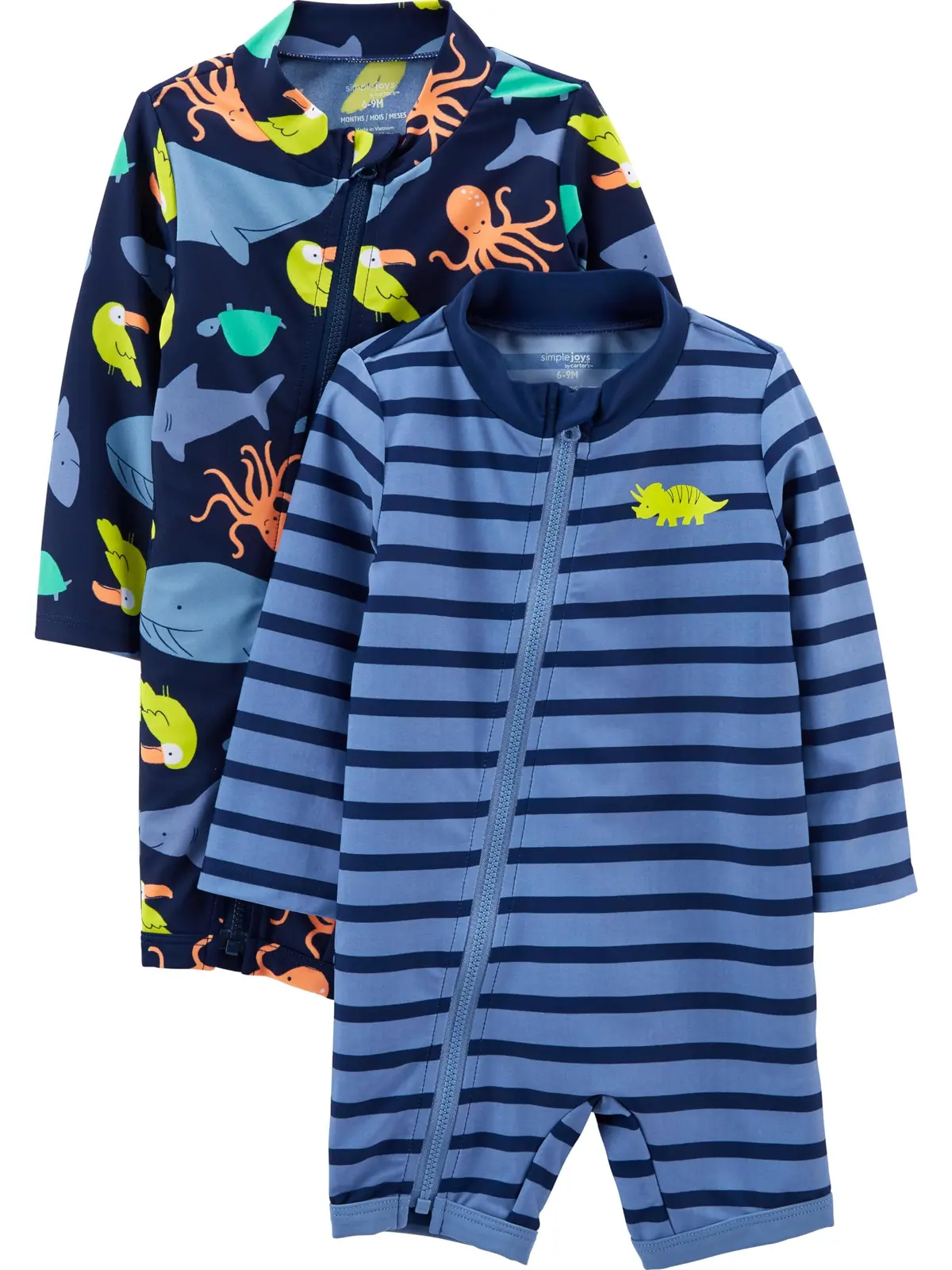 Maiô 1 peça Rashguard com zíper, pacote com 2 Simple Joys by Carter'sMeninos