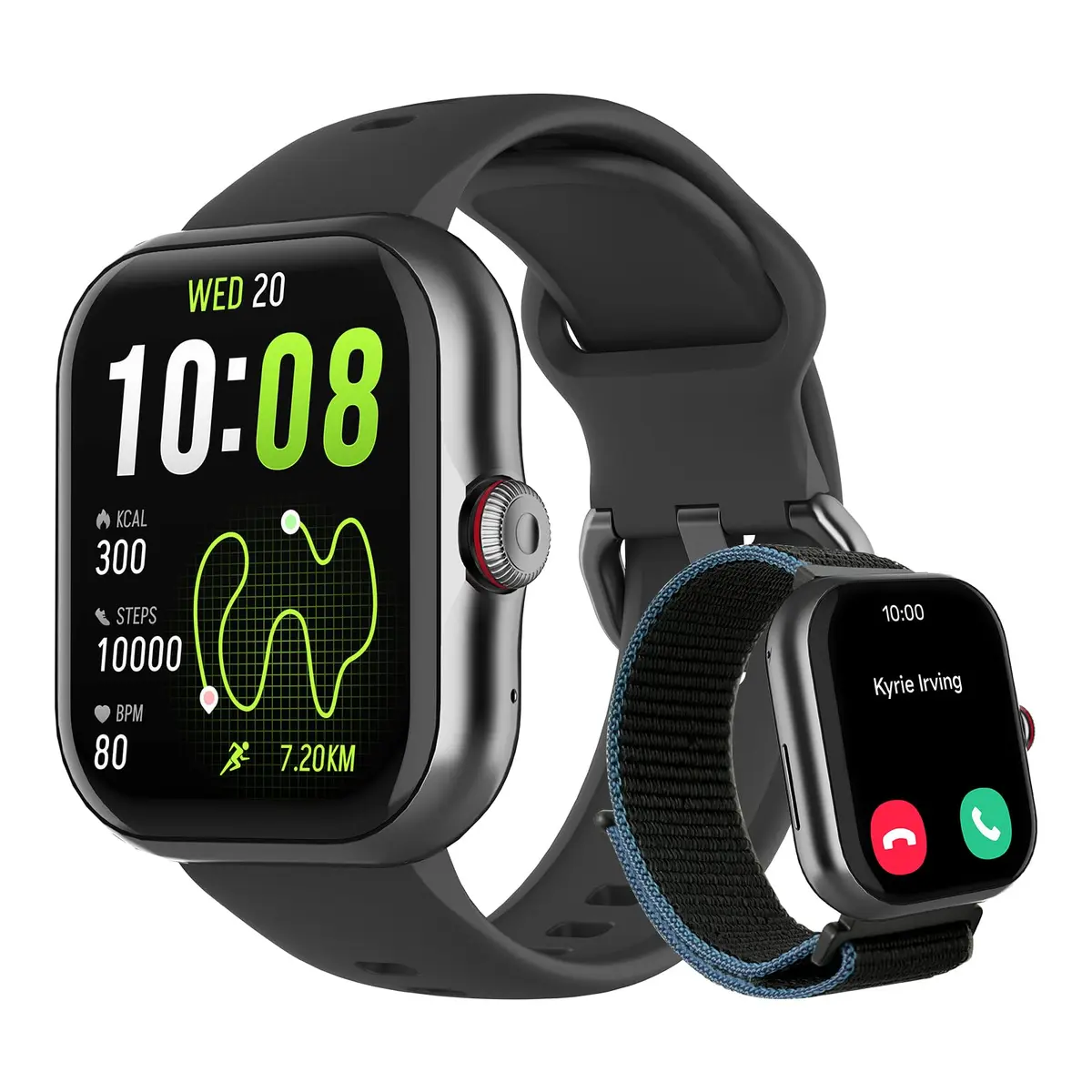 Bettdow SmartWatch GPS, Relogio Smartwatch Feminino e Masculino, 1,85 polegadas HD AMOLED, chamada Bluetooth, Esportivos relógio com voz por IA, Compatível com Android iOS, 2 Pulseiras (preto)