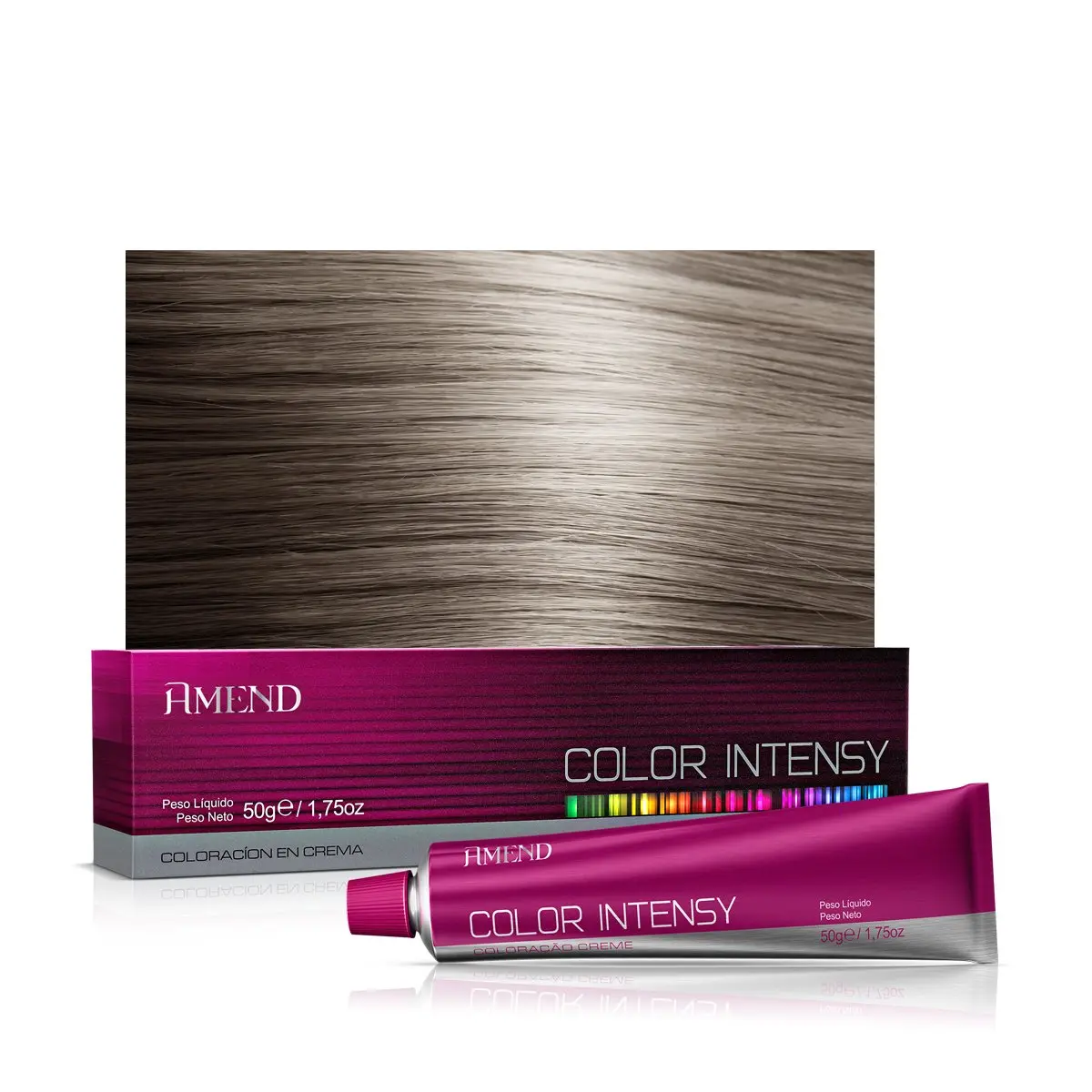 Coloração 8.1 Louro Claro Acinzentado 50g | Amend Color Intensy | Louro claro acinzentado frio com ultra durabilidade e ação condicionante.