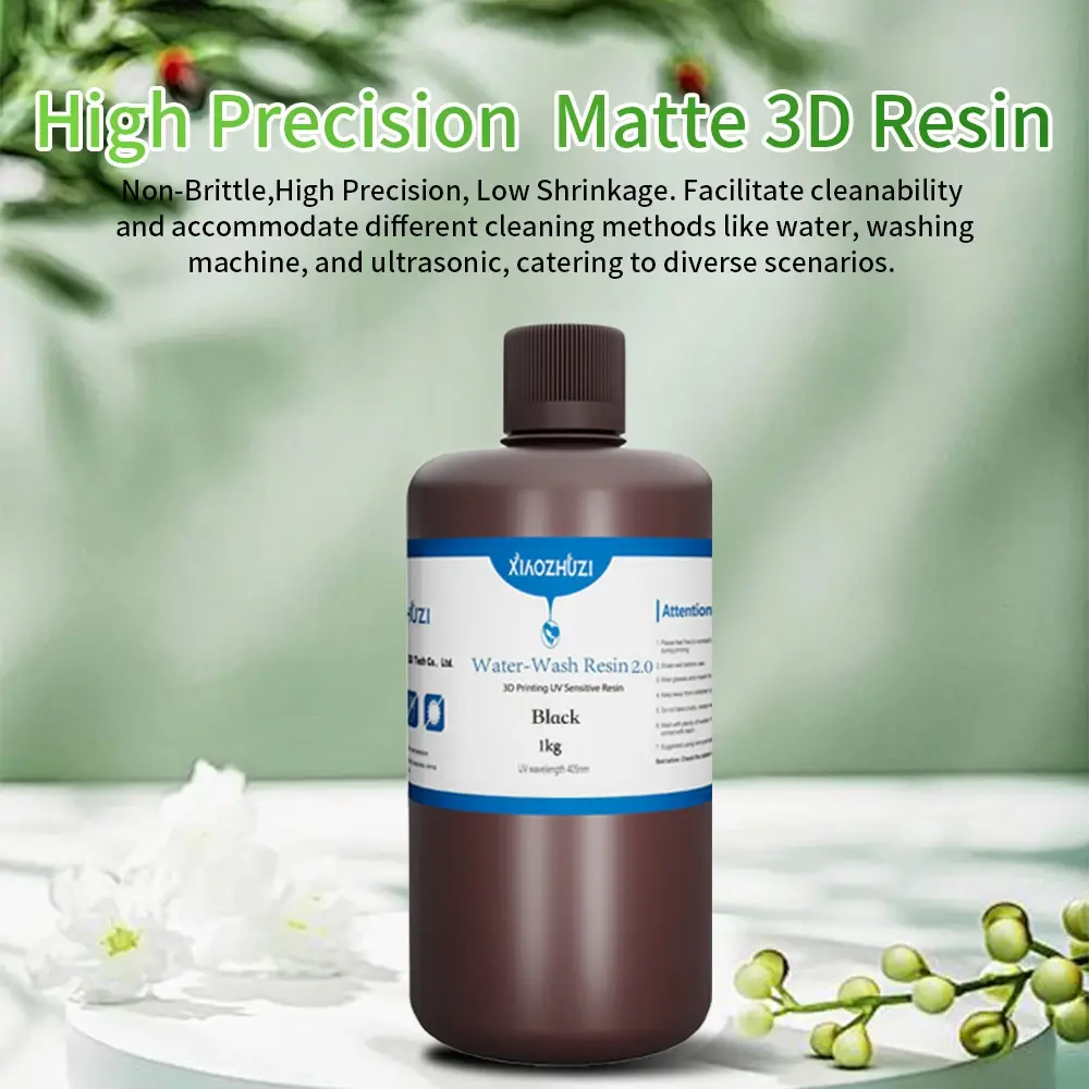 Resina para Impressão 3D XiaoZhuzi Lavável com Água 405 UV LED Baixo Odor Alta Precisão Cura Rápida Fotopolímero para Impressora 3D LCD