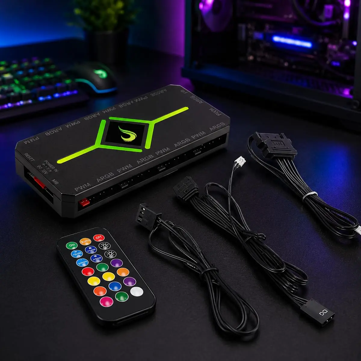 Controladora Gamer Para Cooler Rise Mode PWM e ARGB Hub - RM-COPW-ARGB - 1