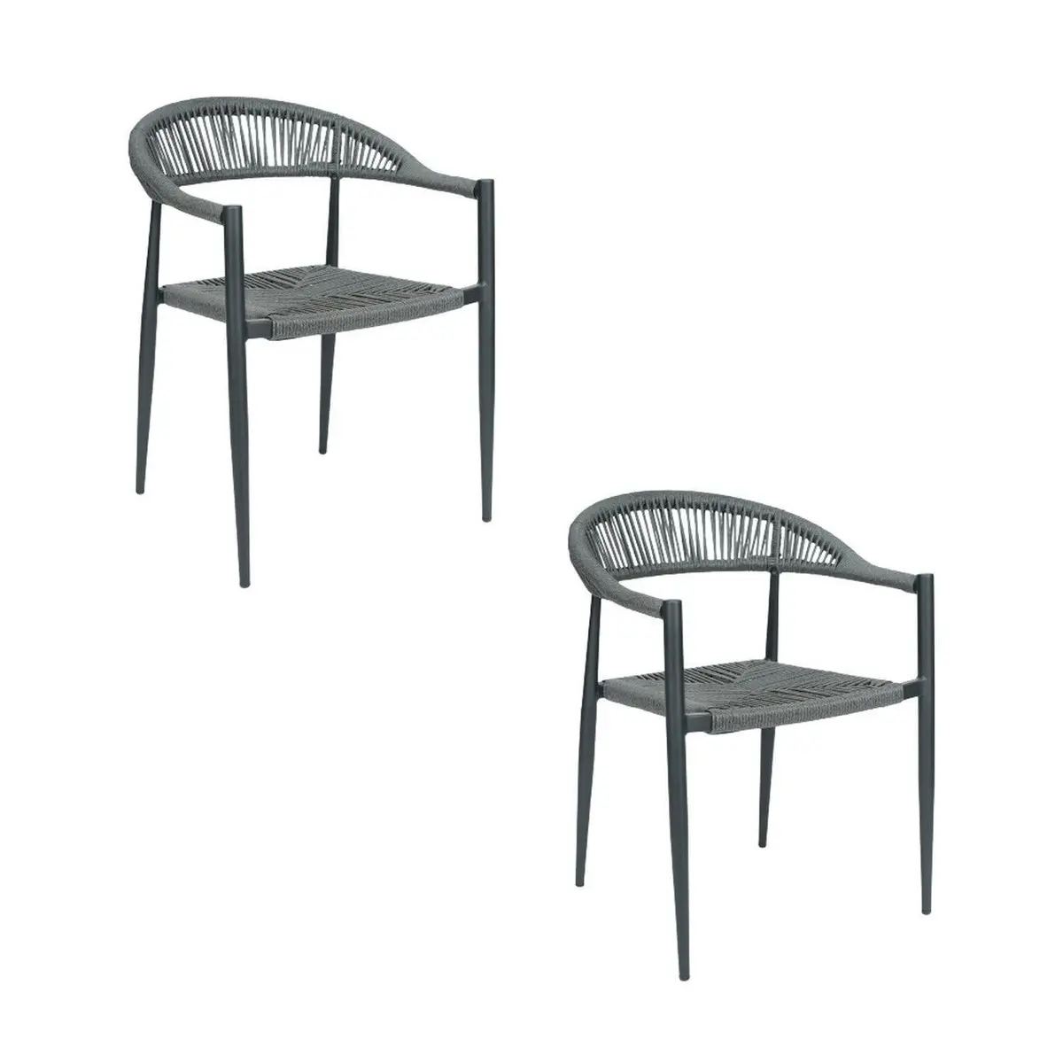 Kit com 2 Cadeiras em Aluminio e Corda Náutica Laguna Preto - 1
