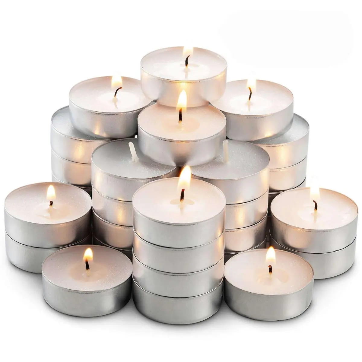 Kit 50 Velas Rechaud Brancas Decorativas Redondas Recipiente Metalico 3.5cm 0.9cm