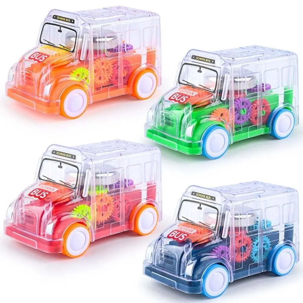 Carrinho Ônibus Escolar Transparente com Engrenagens- Com Luz e Som- Movimentação por Inércia (Fricção)- Brinquedo - 1