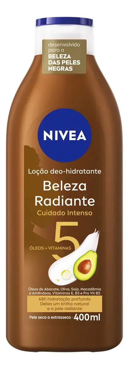 NIVEA Hidratante Desodorante Beleza Radiante Cuidado Intenso 400ml, Hidratação Profunda 48h, Brilho Natural, Corporal, Pele Seca e Extrasseca - 1