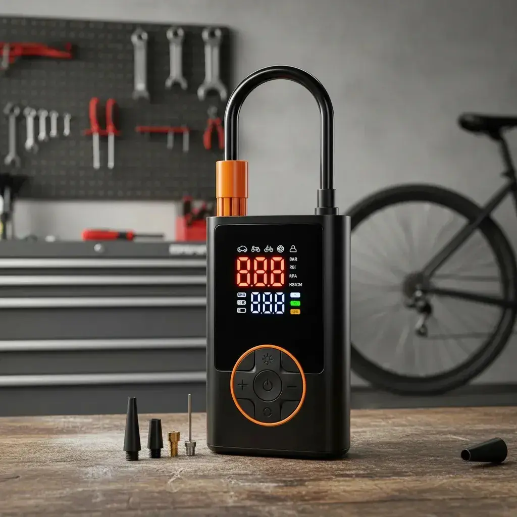 Compressor Portátil Car Air Pump Digital Com Visor Para Carro Moto Bike Calibrador De Pneu Multifuncional thumbnail 4