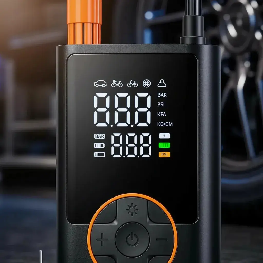 Compressor Portátil Car Air Pump Digital Com Visor Para Carro Moto Bike Calibrador De Pneu Multifuncional thumbnail 5