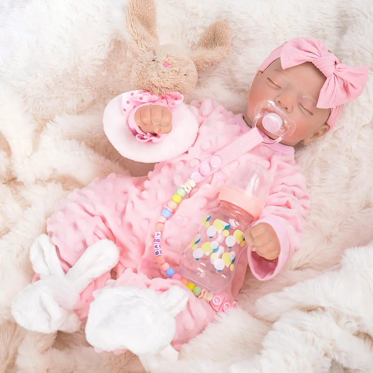Bebê Reborn Brastoy Pintada Realista Menina 48cm Corpo de Silicone Pode Tomar Banho