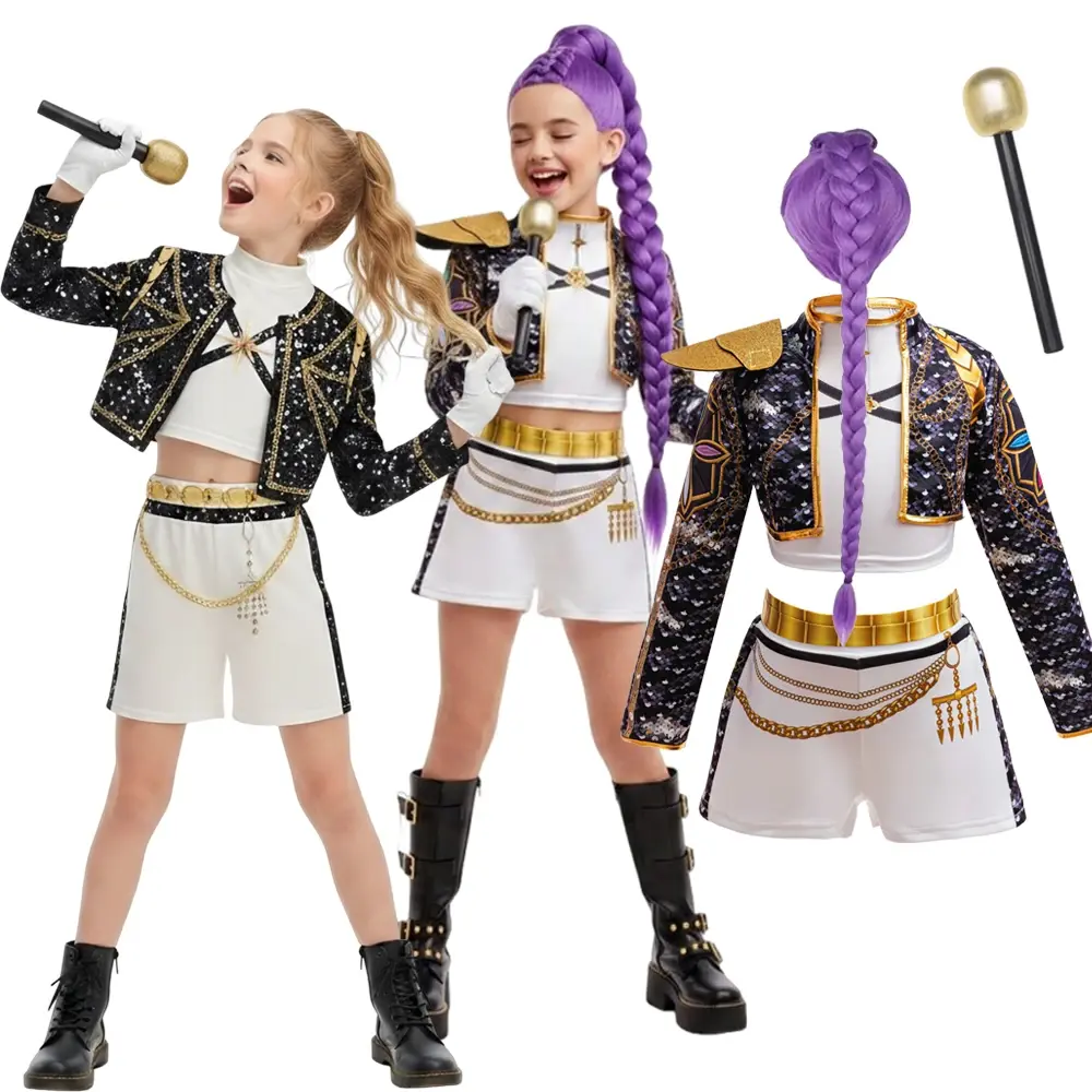 Fantasia de Cantora Superestrela para Meninas, Roupas de Moda para Apresentações em Palco, Fantasia para Crianças em Festas e Role Play