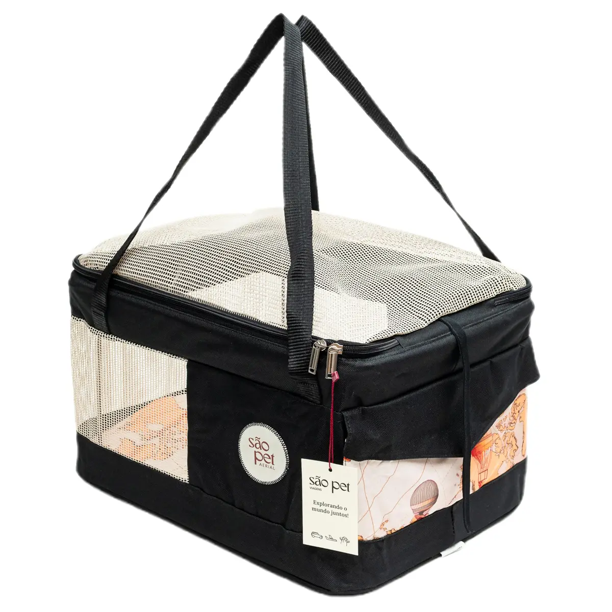 Bolsa de Transporte para Cães e Gatos São Pet Aerial, 36x33x23cm | Para Avião, Preto - 1