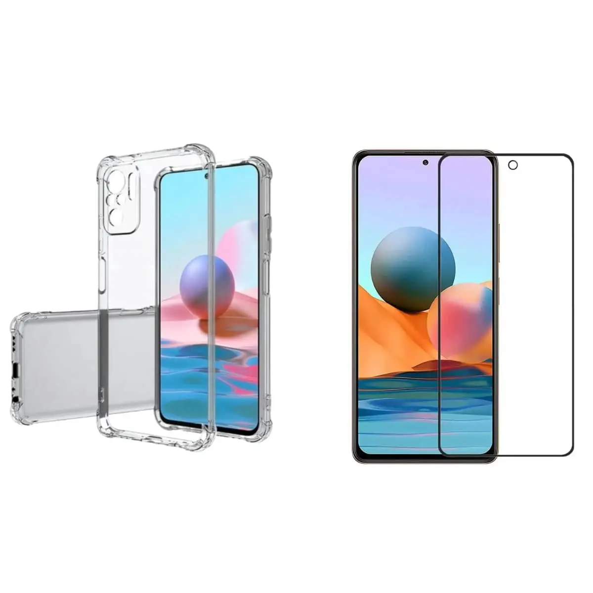 Capa Capinha Case Anti Shock Transparente + Película De Vidro 3D Tela Toda Para Xiaomi (Redmi Note 10 / Note 10S) - 1