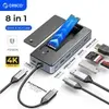 Hub ORICO 8 em 1 USB-C c/ SSD, HDMI, RJ45, 100W PD - 1