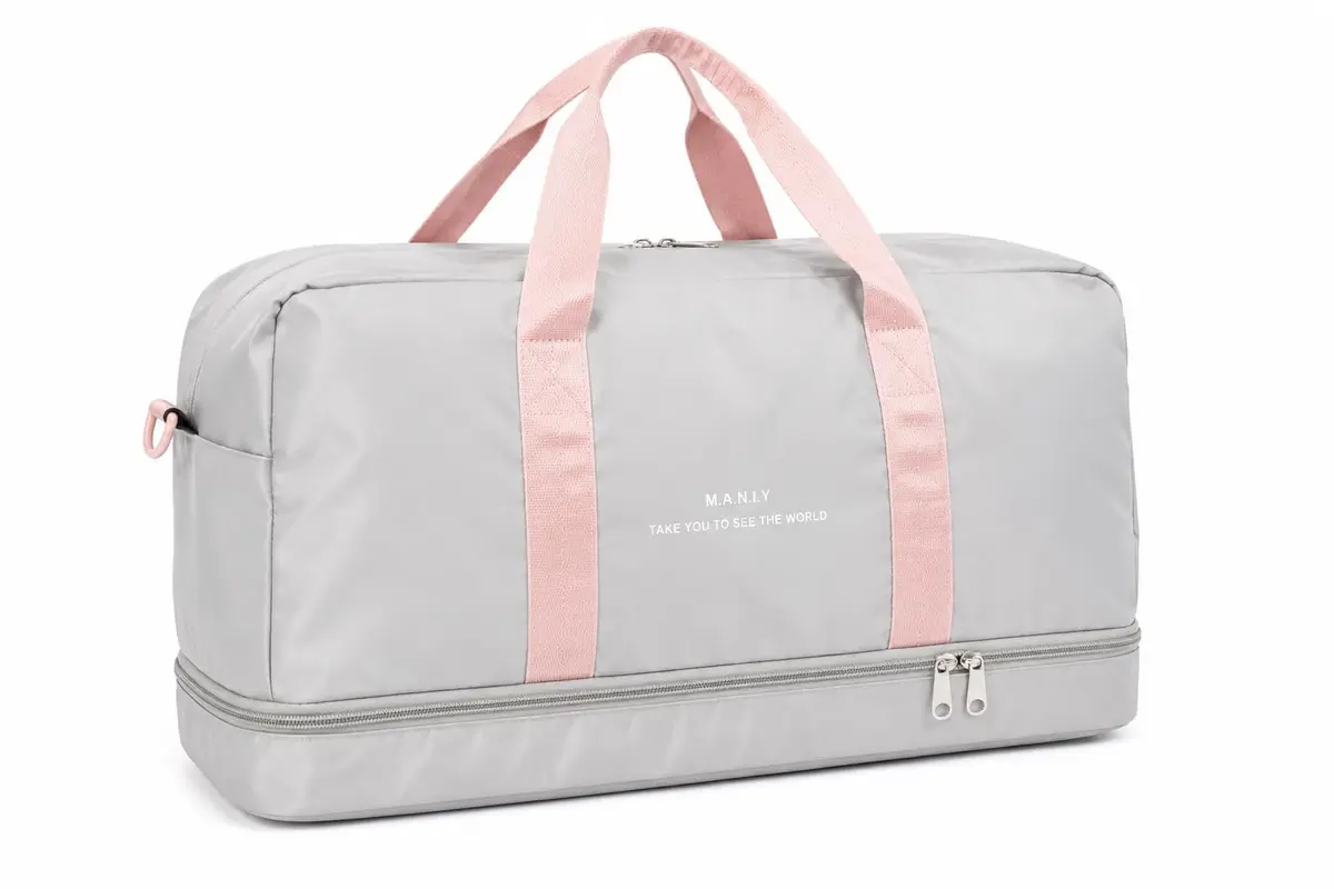 Bolsa Esportiva e de Viagem Grande com 4 Bolsos, Bolsa Transversal Organizadora para Academia, Treino, Trabalho e Passeios, Compartimentos para Documentos e Pertences (Cinza)