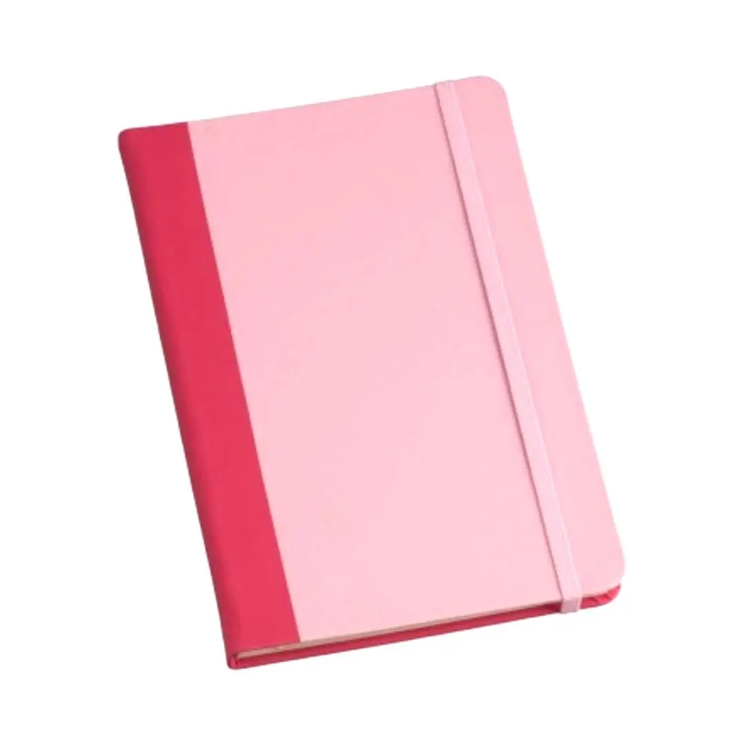 Caderno Com Pauta A5 Caderneta 80 Folhas 14x21 Capa Dura com Elástico Rosa Recorte