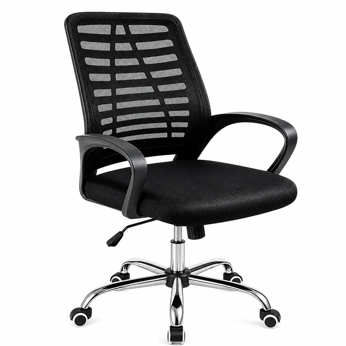 Cadeira de Escritório Ergonômica Mesh Giratória Base Cromada com Regulagem Altura Home Office