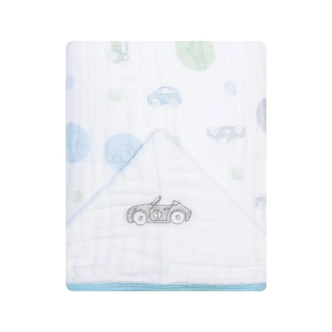 Toalha de Banho Bebê Papi Soft com Capuz Bordada 90x75 cm, Corrida de Carros, Azul
