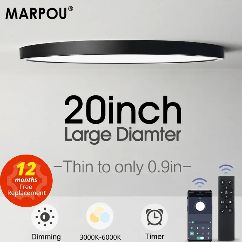20 polegada grandes lâmpadas de teto luzes led para sala quarto lâmpada inteligente luminária ultrafina led luz teto para sala estar