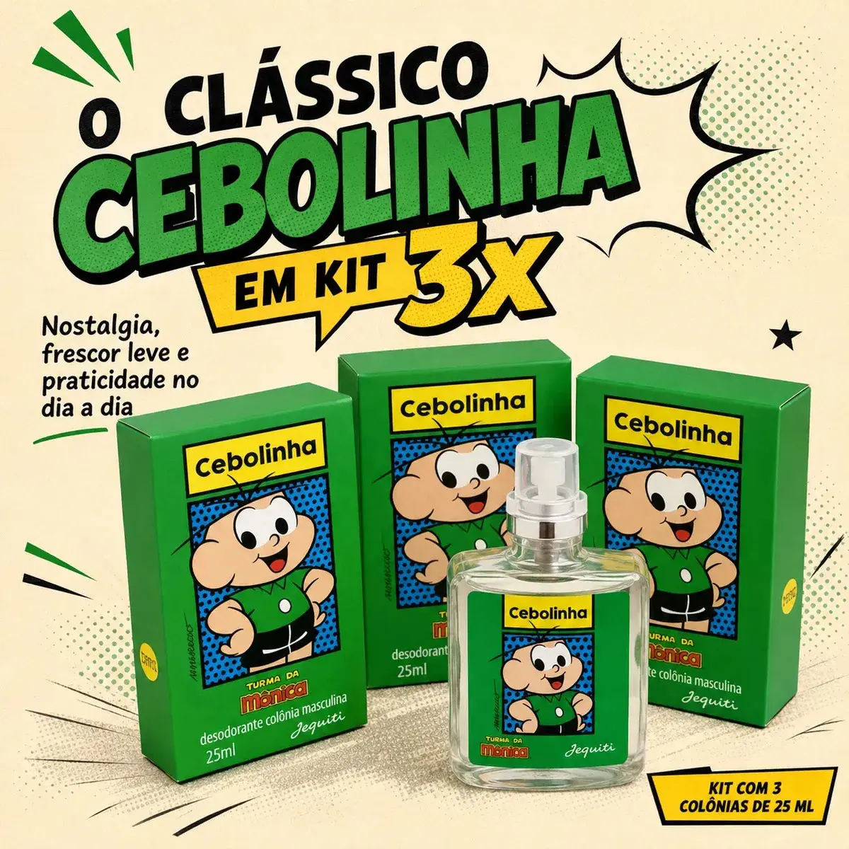 Kit 3 Perfumes Cebolinha Jequiti 25ml Infantil Turma da Mônica Colônia Masculina Kit Presente Original thumbnail 2
