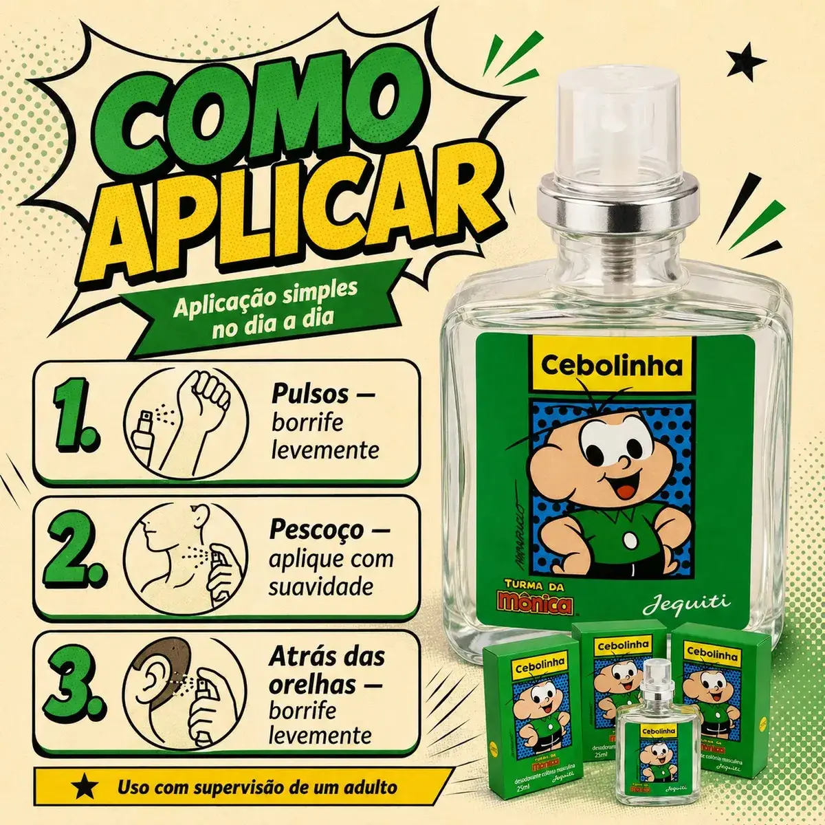 Kit 3 Perfumes Cebolinha Jequiti 25ml Infantil Turma da Mônica Colônia Masculina Kit Presente Original thumbnail 4
