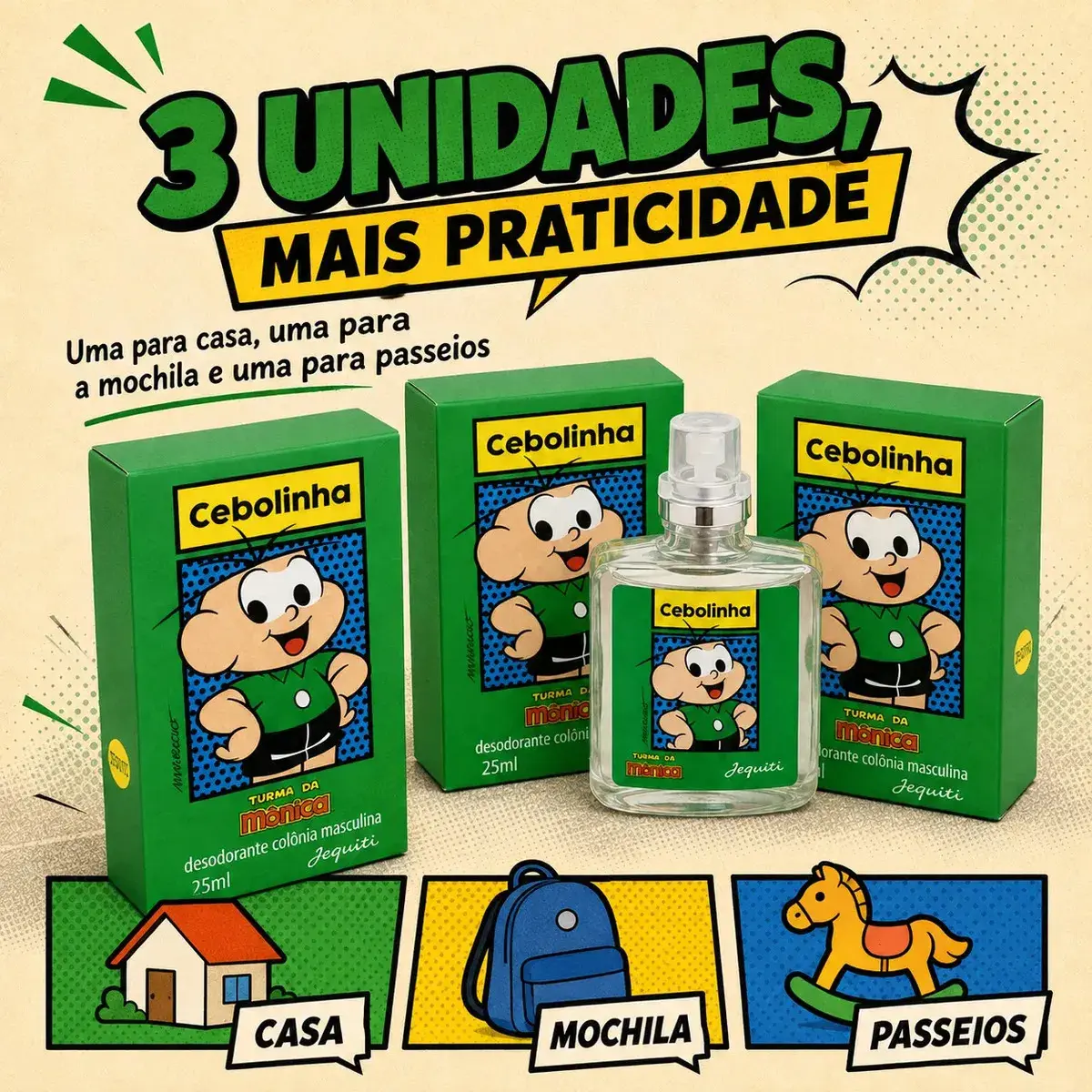 Kit 3 Perfumes Cebolinha Jequiti 25ml Infantil Turma da Mônica Colônia Masculina Kit Presente Original thumbnail 6