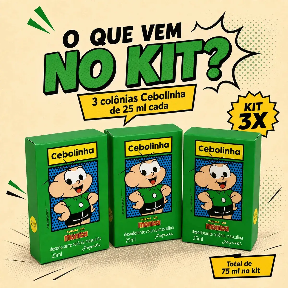 Kit 3 Perfumes Cebolinha Jequiti 25ml Infantil Turma da Mônica Colônia Masculina Kit Presente Original thumbnail 7