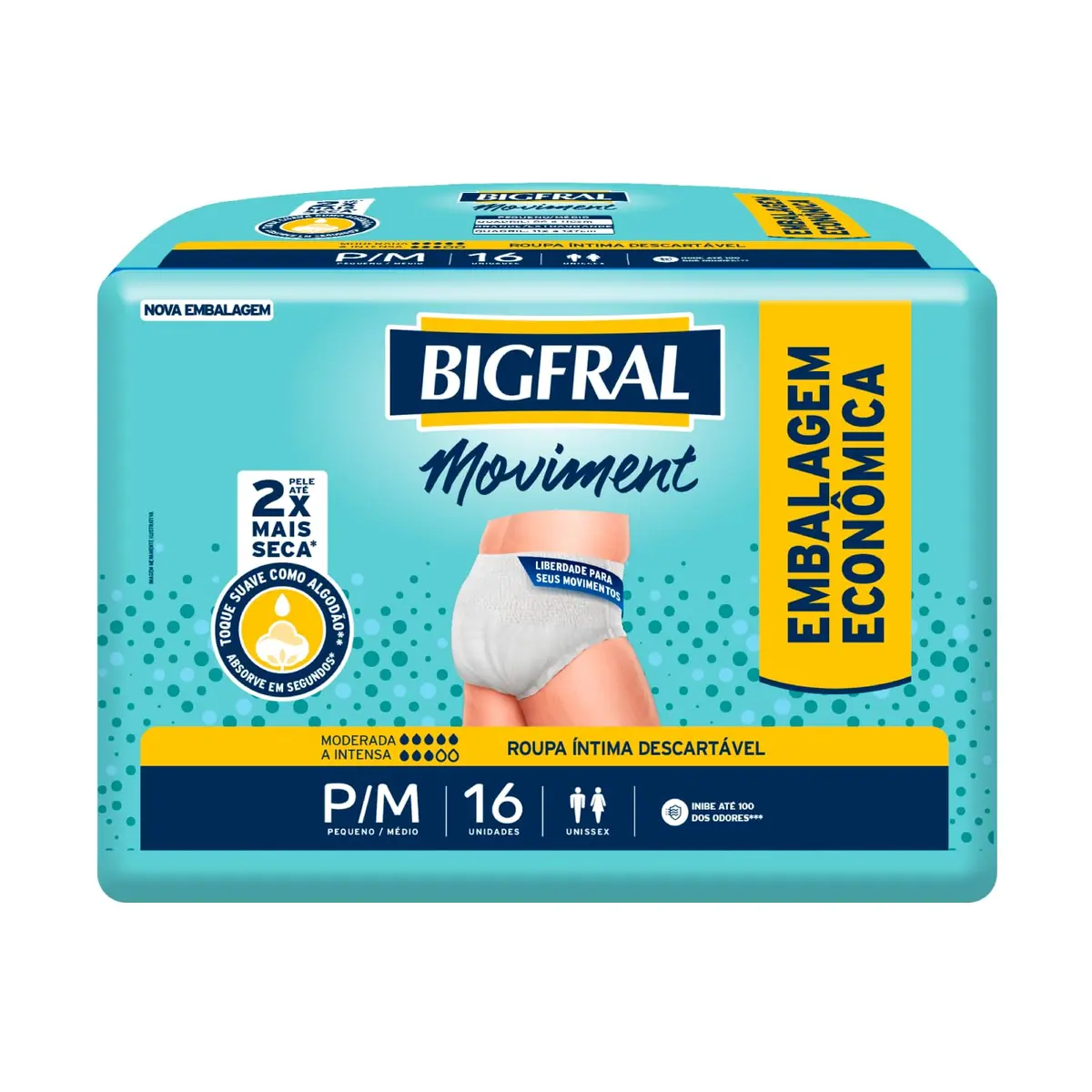 Roupa Íntima Bigfral Moviment P/M 16 Unidades - 1