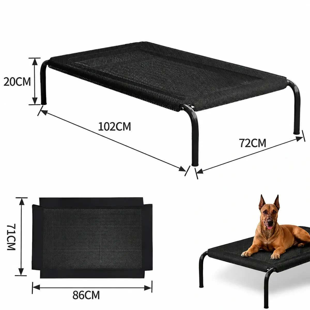 Cama Elevada para Cães com Ventilação e Resfriamento, Cama Elevada para Cães e Gatos, para Uso Externo com Barreira de Proteção, Cama de Camping Portátil - 1