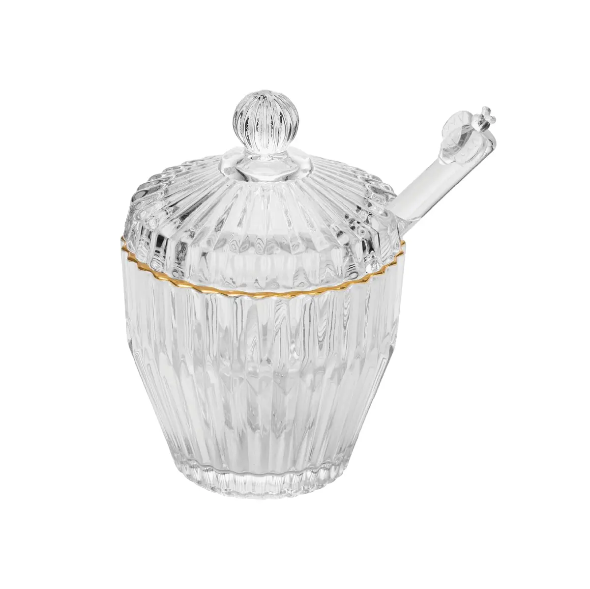 WOLFF - Meleira com Pegador e Tampa Imperatriz com Fio de Ouro 8cm x 8cm x 11cm Cristal Ecológico - 1