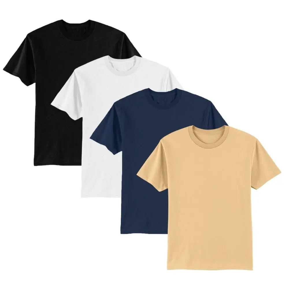 Kit 4 Camiseta Masculina Lisa Algodão Básica