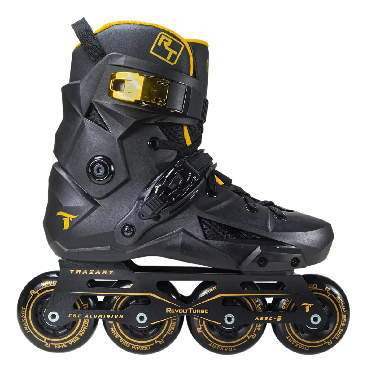 Patins Traxart Freestyle Revolt Turbo Black Gold - Abec-9 Cor Preto/gold Tamanho Das Rodas 8 Cm Tamanho Dos Patins # 8 = 39/40 - 1