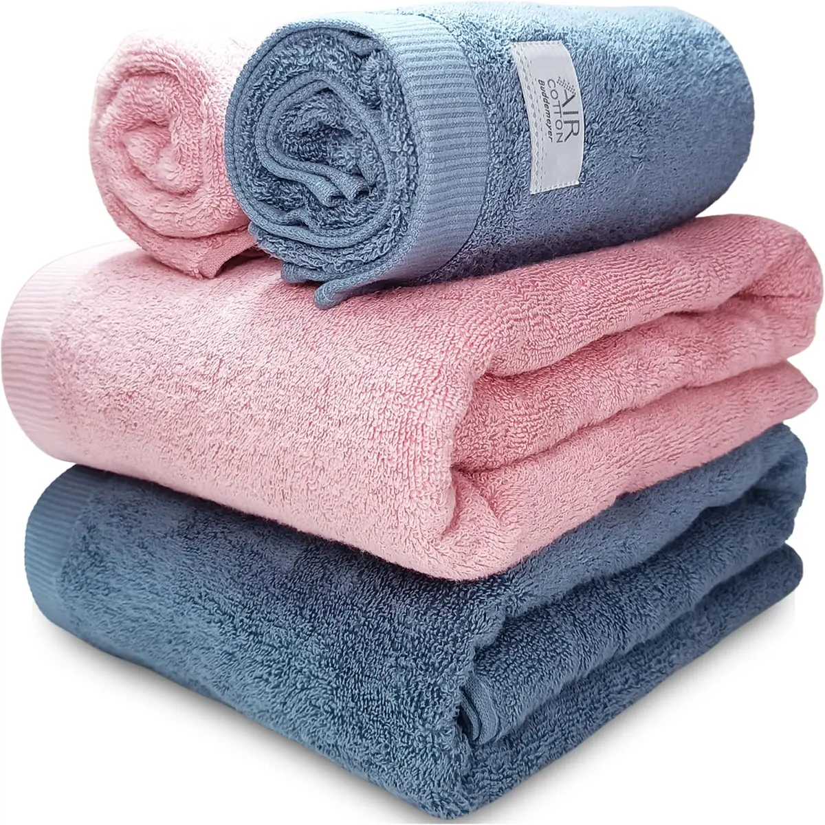 Jogo de Banho Gigante Banhão Buddemeyer Dual Air 100% Algodão 4 peças Toalha Alta Absorção Macia Grossa (Rosa Azul 1326/1212)