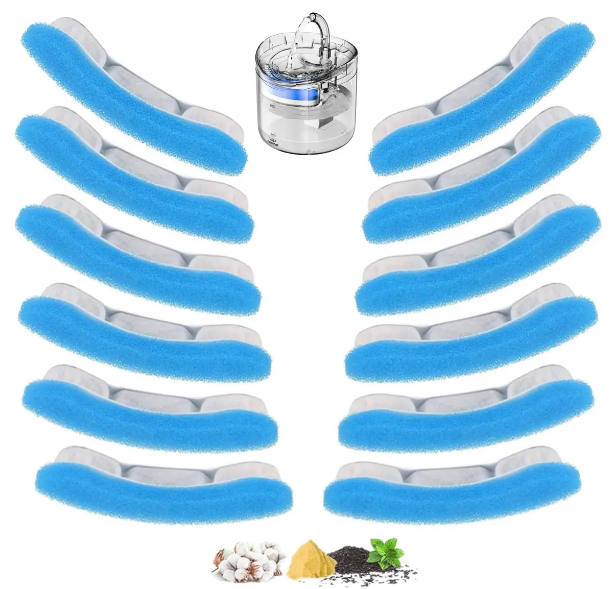 Kit com 12 Substituição Do Filtro Fonte Para Gatos Compatível com bebedouro de fonte de água para animais de estimação