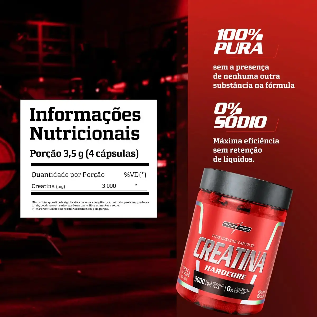 Creatina Integralmedica 100% Pura 60 Cápsulas - Aumento de Resistência e Desempenho para Atletas e Treinos Intensos thumbnail 3