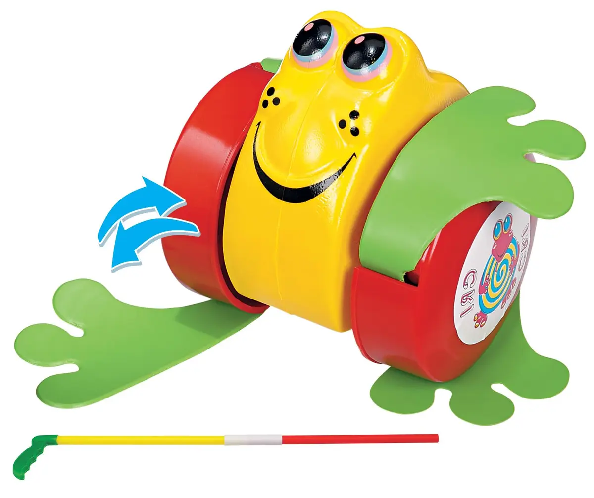 Brinquedo com Haste para Puxar e Empurrar Rã + 18 meses - Mercotoys | Leve e fácil de manusear, este conjunto estimula a criatividade, a coordenação motora e o jogo de faz de conta - 1
