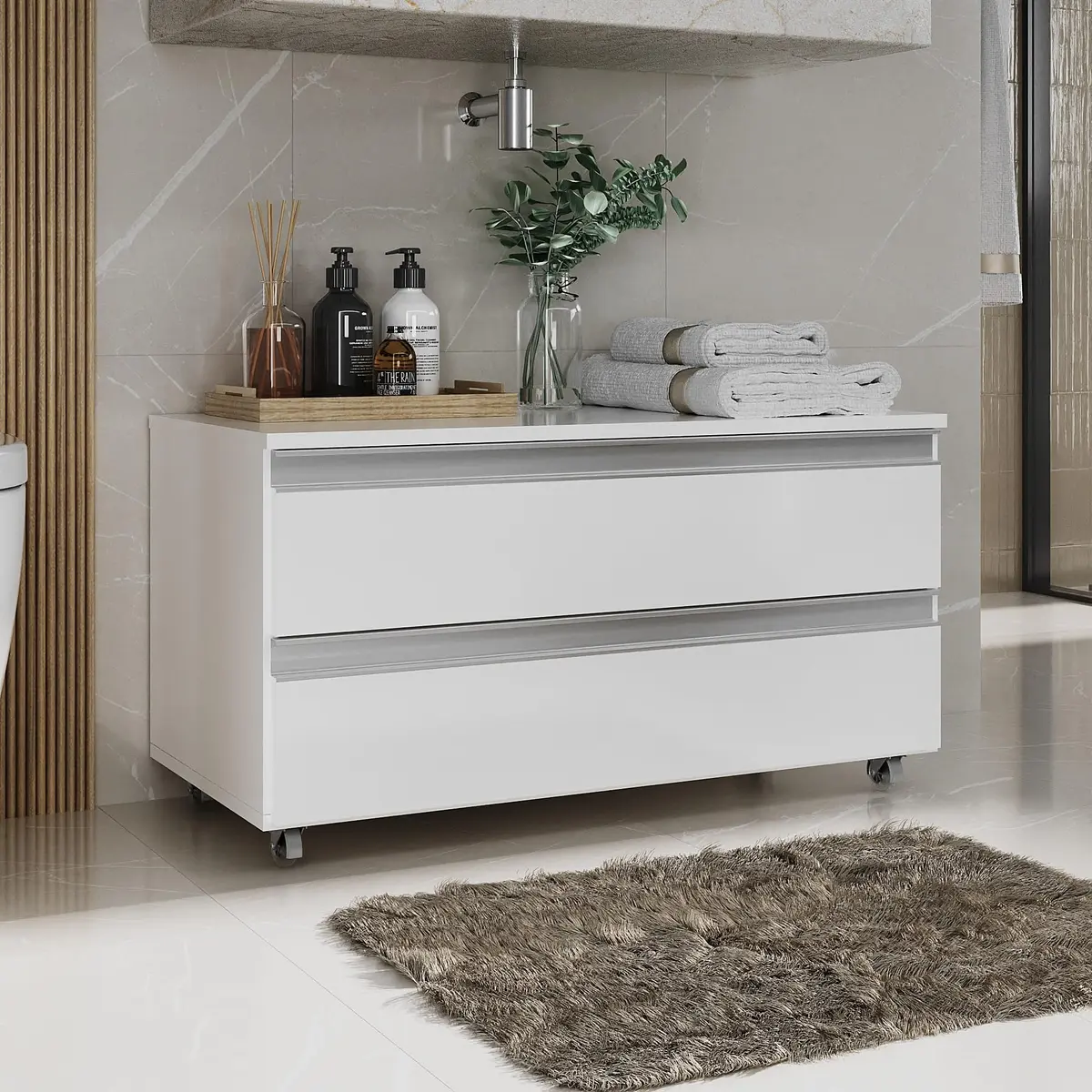 GABINETE JOIA 80CM 02 GAVETAS Branco Inteiro - 1