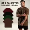 Kit 4 Camisetas Oversized Unissex Gola Alta - 1