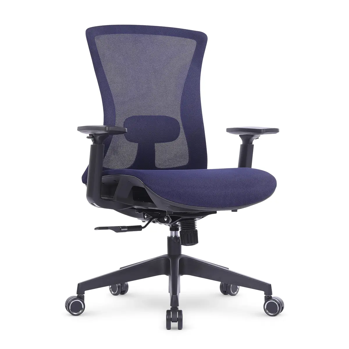 Cadeira de Escritório Ergonômica DT3 Vicenza com revestimento Tecido DT3 Tricompose, braços com ajuste de altura, apoio lombar com ajuste de altura, NR-17 suporta até 120(Deep Sea)