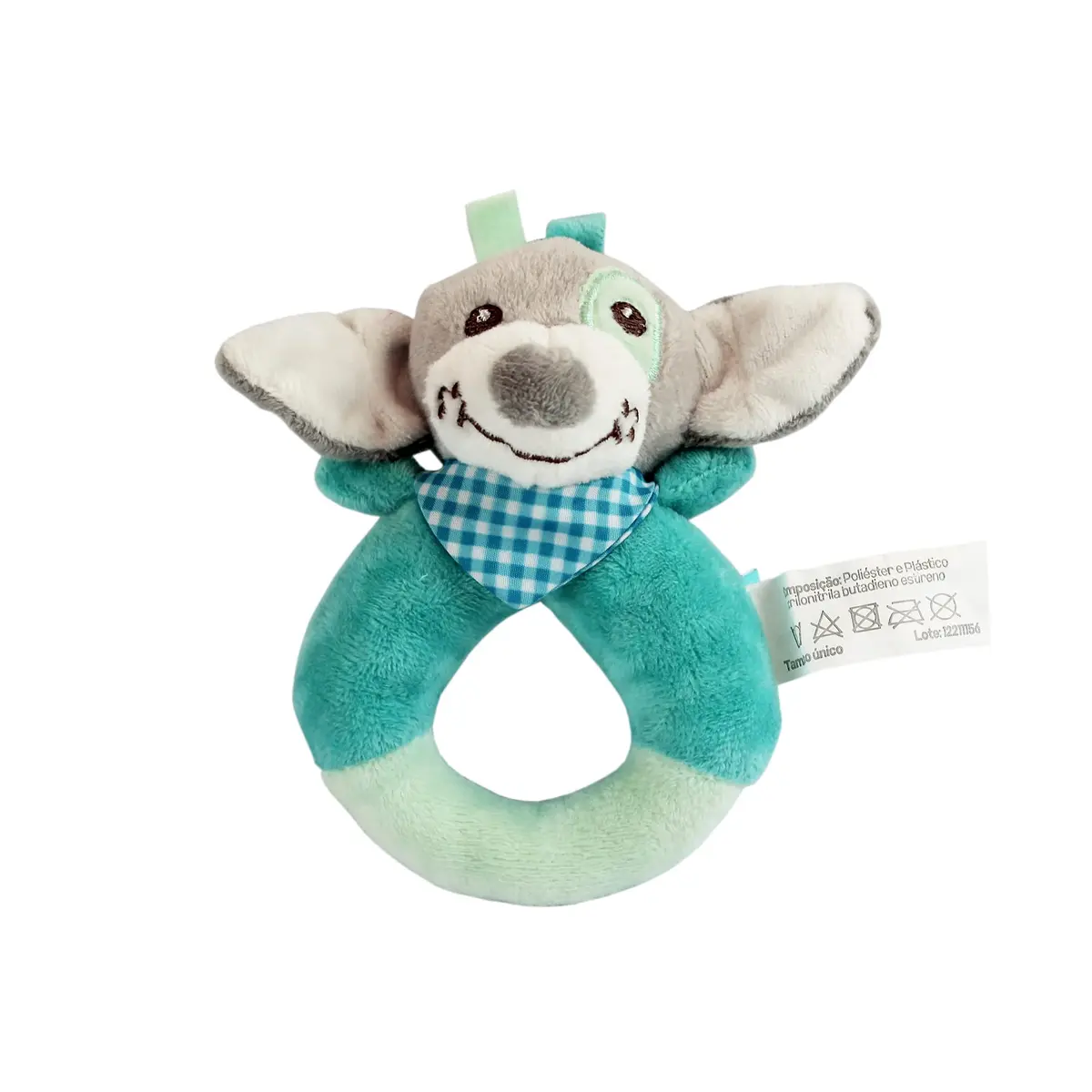Pelucia Chocalho Oval Cachorrinho Azul - 1
