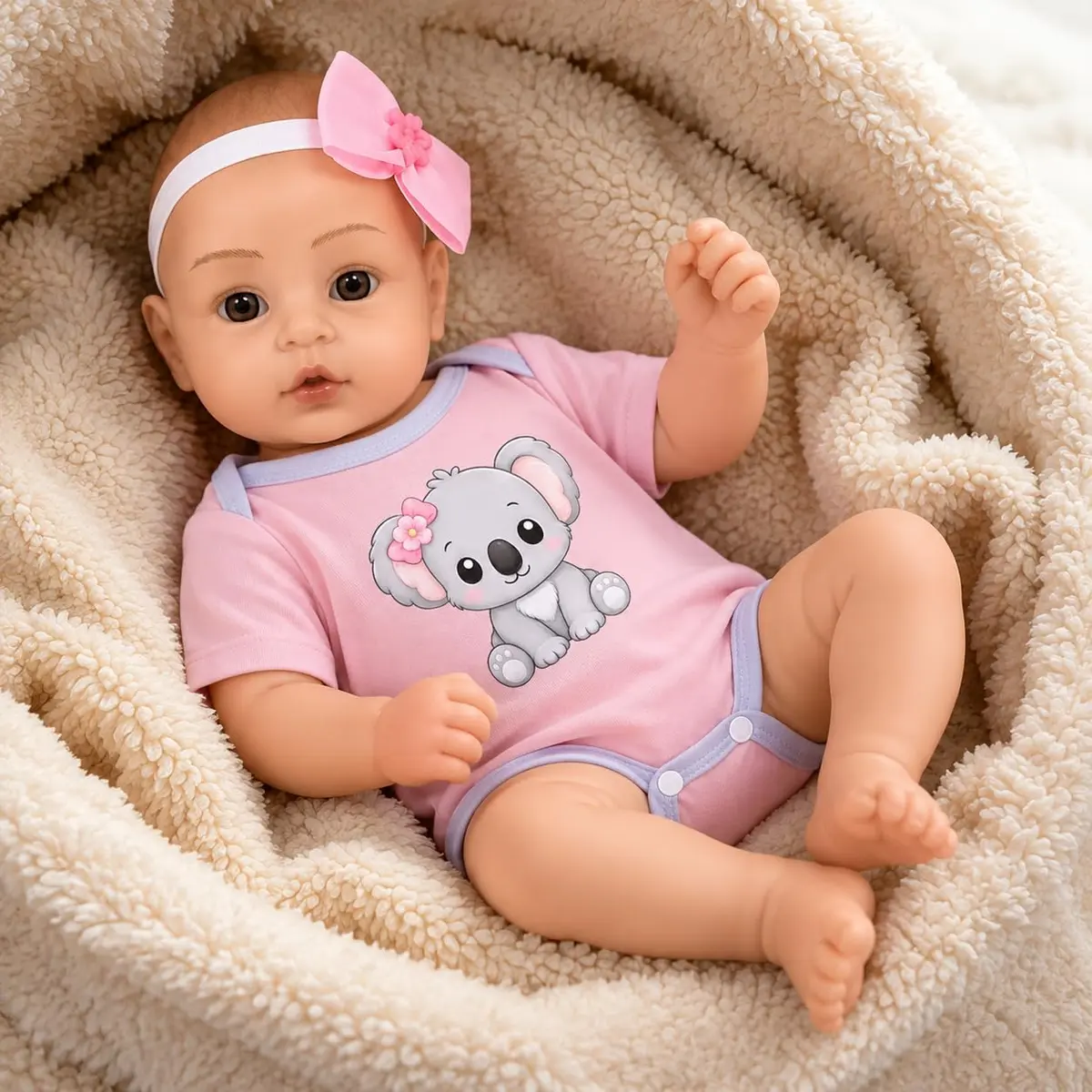 Boneca Bebê Reborn Realista 46cm Vinil Siliconado com Acessórios Body Rosa Coala