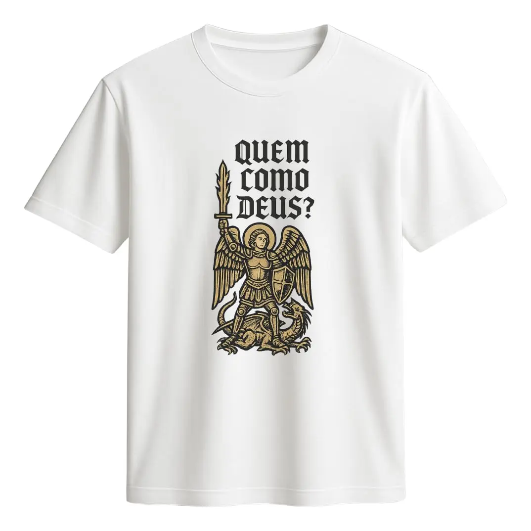 Camiseta Arcanjo São Miguel Feminina 100% Algodão Macia