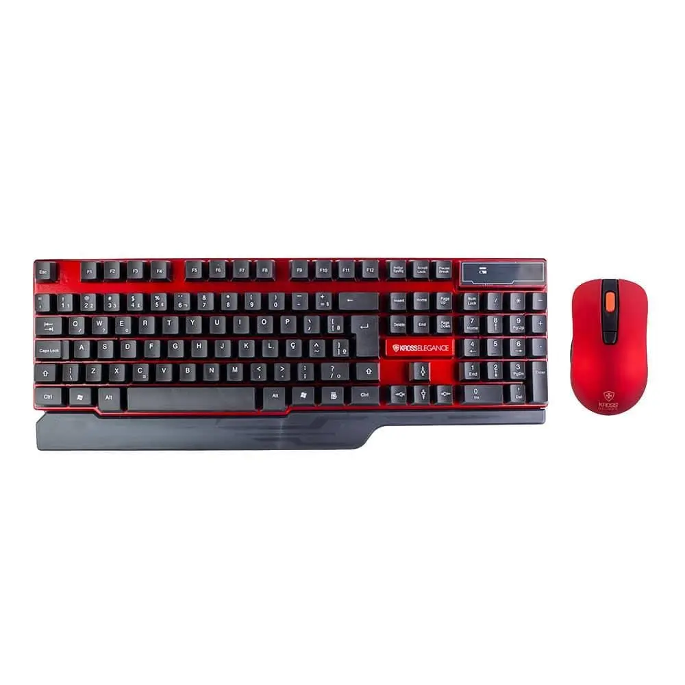 Combo Wireless Teclado 107 teclas e mouse 4 botões 1000Dpi, Vermelho KE-KM553 - 1