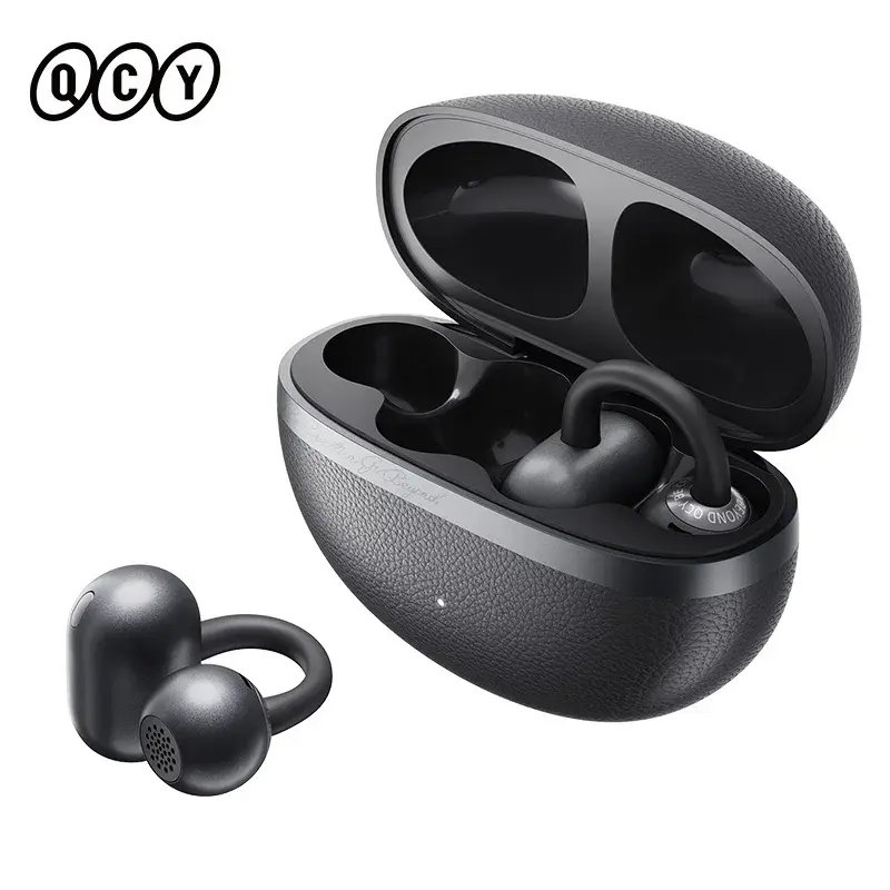 Qcy crossky c50 ct06 clip-on fones de ouvido bluetooth 6.0 open-ear drivers de ímã duplo baixo boost fone de ouvido 4 microfone ai chamadas claras 35h ipx5